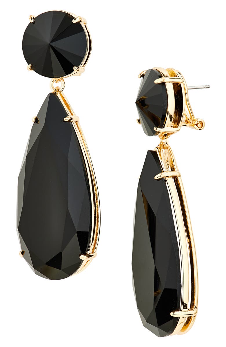 Carolina Herrera Large Teardrop Crystal Earrings, Main, color, Jet Black