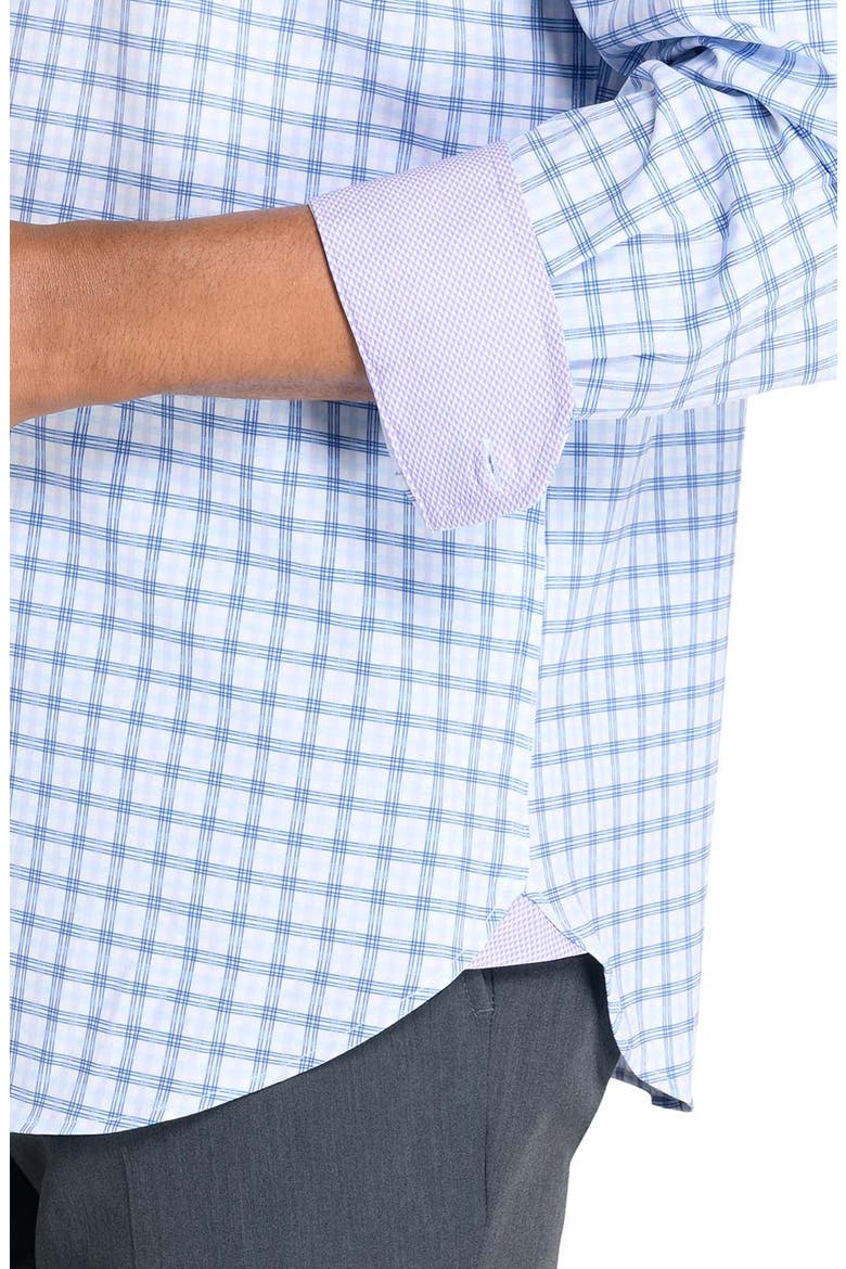 Slim Fit Plaid Performance Dress Shirt, Alternate, color, WHITE/ PURPLE