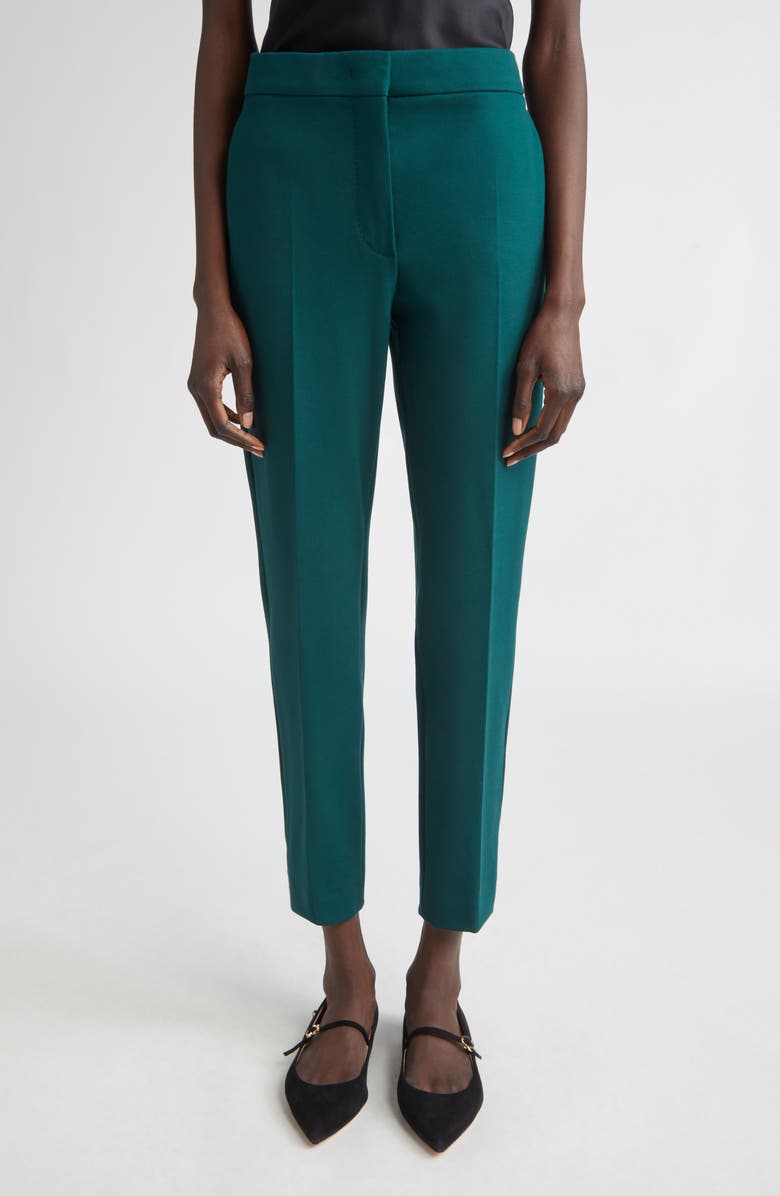 Max Mara Pegno Slim Fit Jersey Ankle Pants, Main, color, Dark Green
