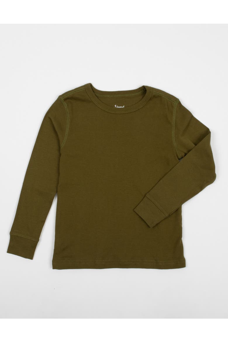 Kids Long Sleeve T-Shirt, 100% Cotton, Solid Colors, Alternate, color, Olive