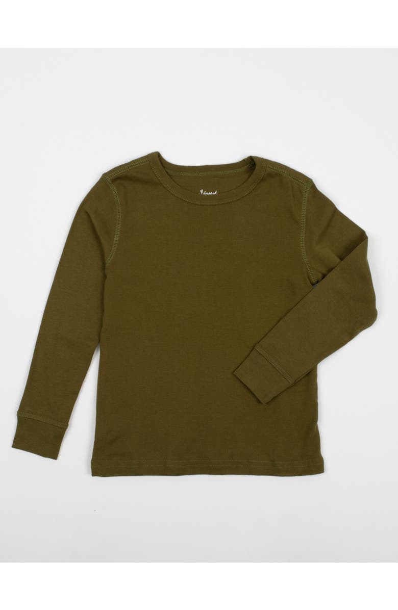 Leveret Kids Long Sleeve T-Shirt, 100% Cotton, Solid Colors, Alternate, color, Olive