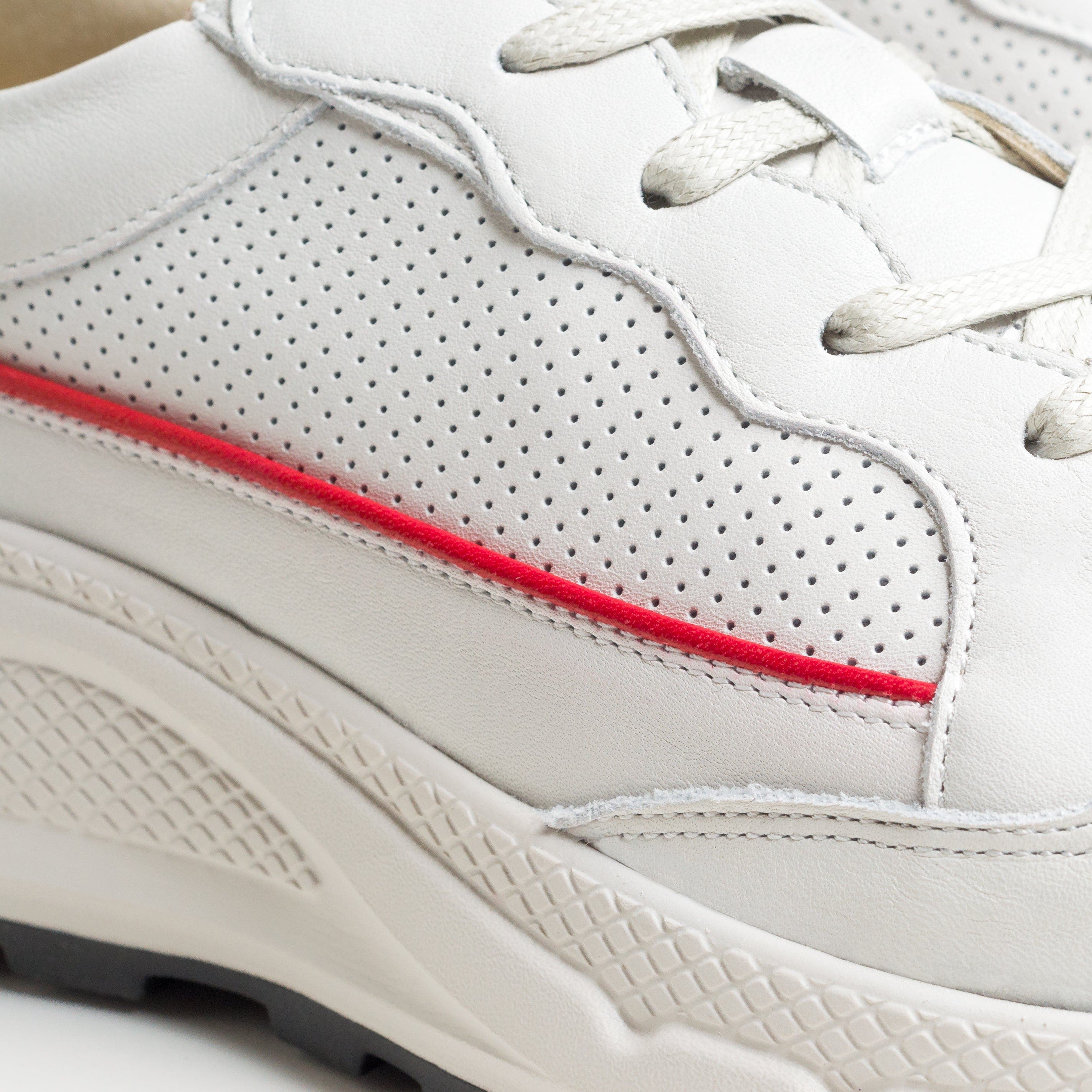 The Primeira Perforated Leather Runner Sneaker Unisex, Alternate, color, Blaze White
