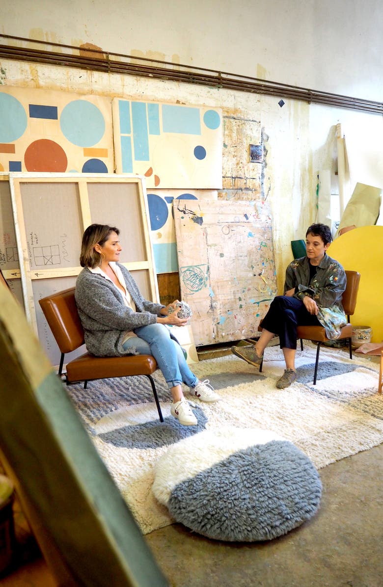 Lorena Canals Sun Ray Washable Wool Pouf, Alternate, color, Brown Tones