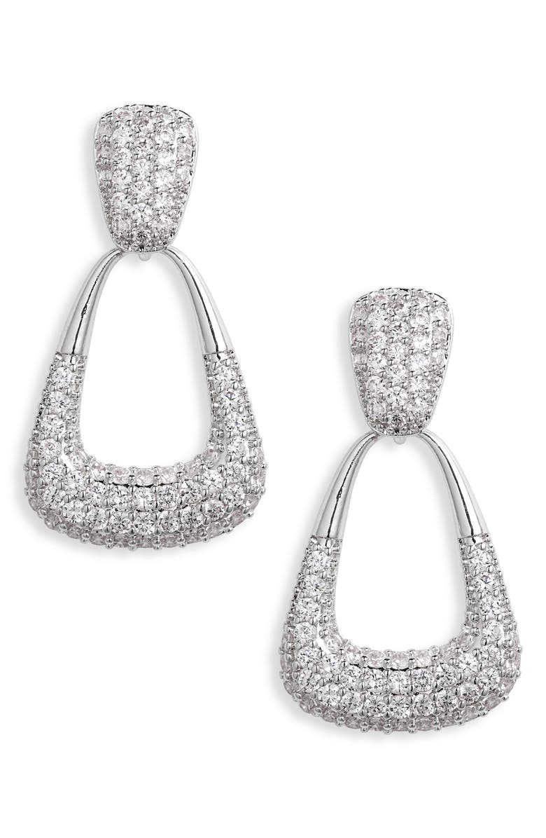 Tasha Pavé Crystal Doorknocker Drop Earrings, Main, color, 