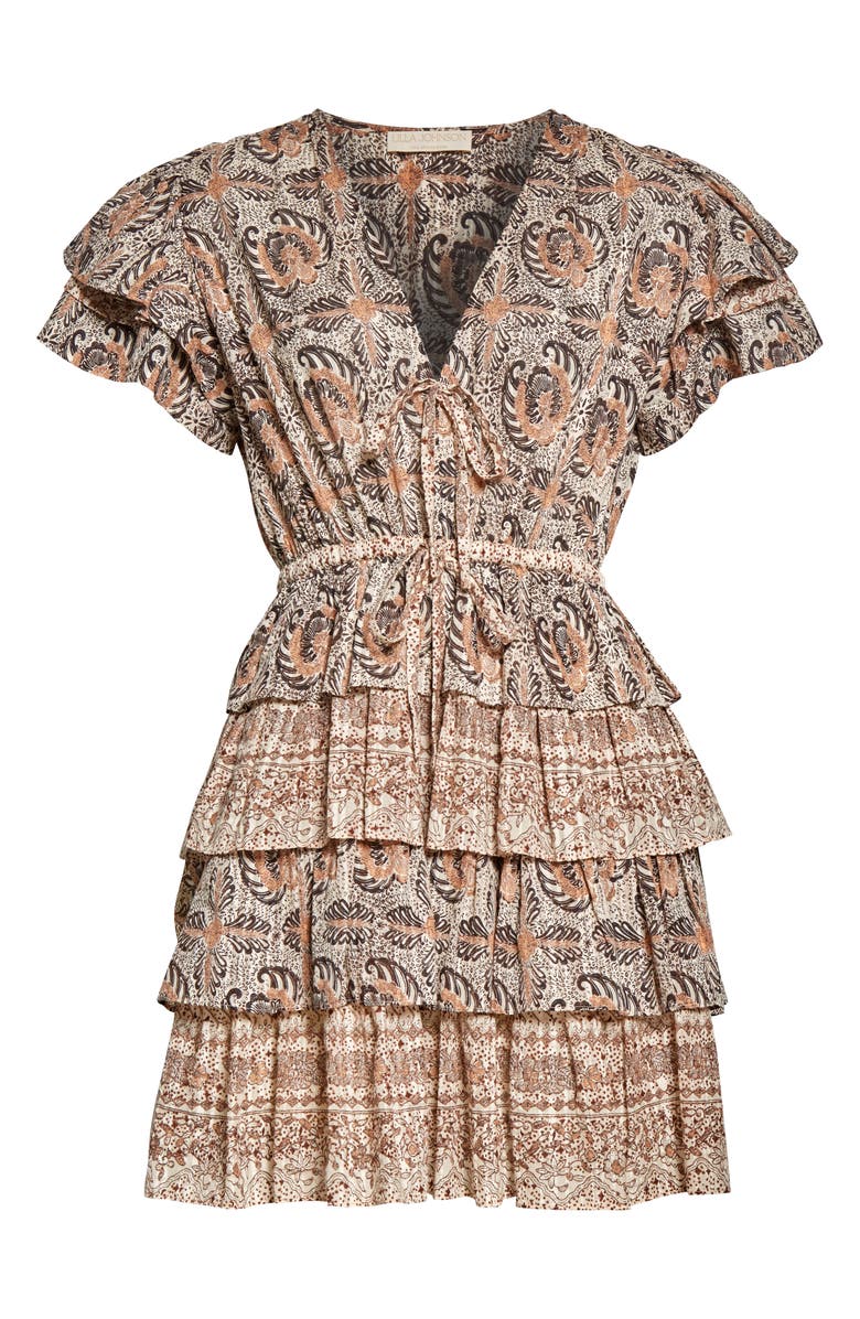 Ulla Johnson Kaitlyn Tie Waist Floral Tiered Minidress, Alternate, color,