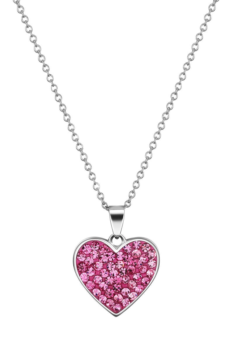 Lily Nily Kids' Crystal Heart Pendant Necklace, Main, color, Pink