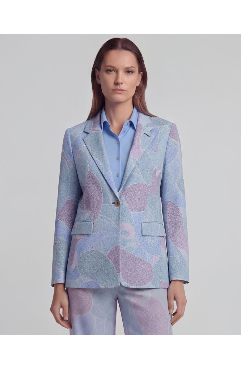 Lords of Harlech Grain Paisley Womens Tailored Blazer, Main, color, Grain Paisley Teal