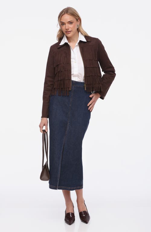 Bagatelle Fringe Jacket In Brown