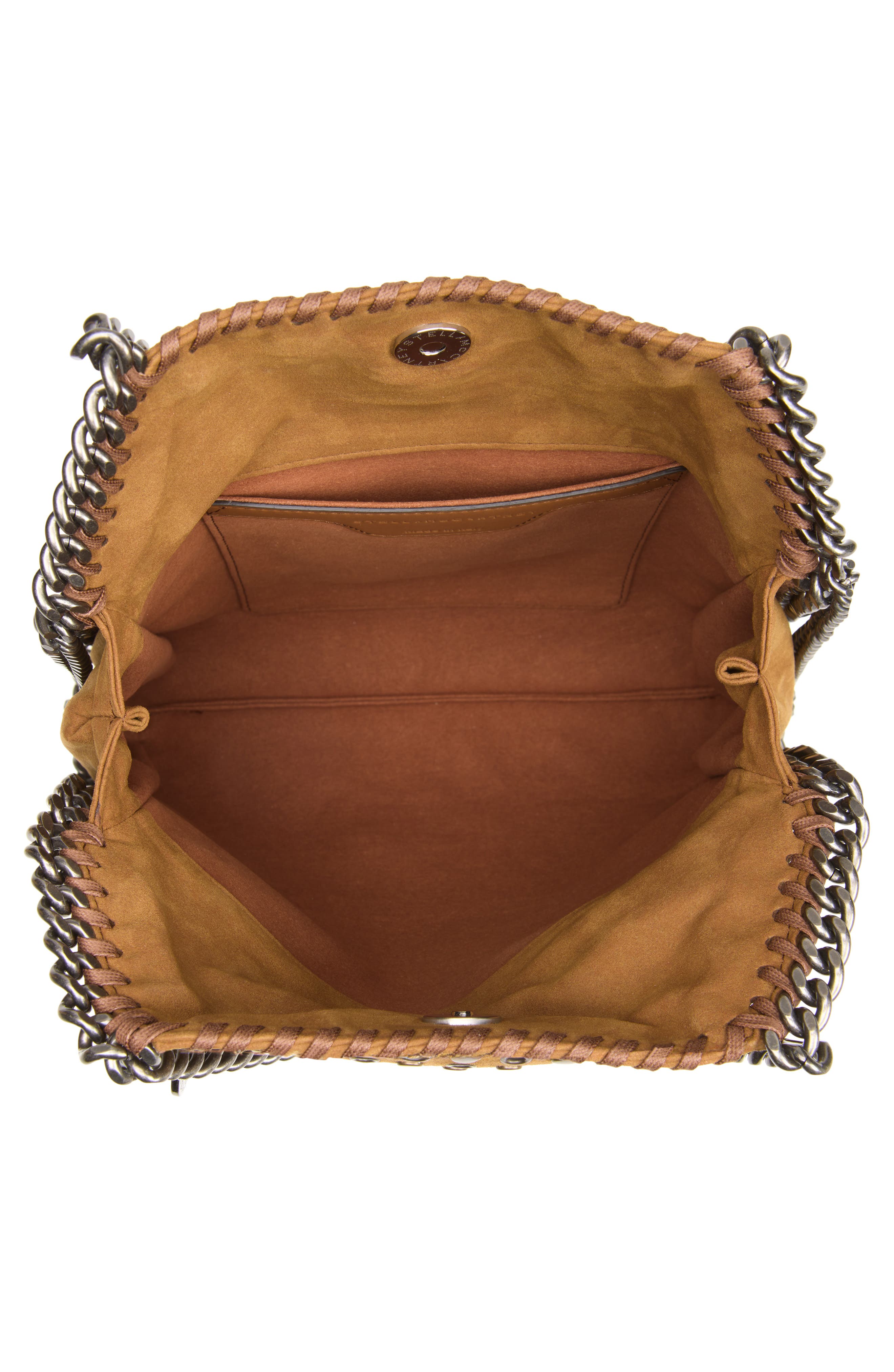 Mini Falabella Studded Faux Suede Tote, Alternate, color, BRANDY