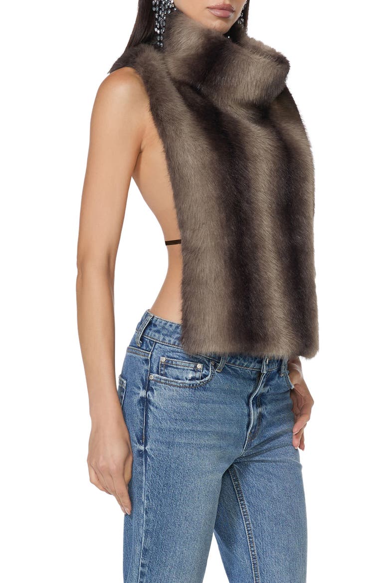 Cowl Neck Faux Fur Tank, Alternate, color, DK BRWN STRIPE