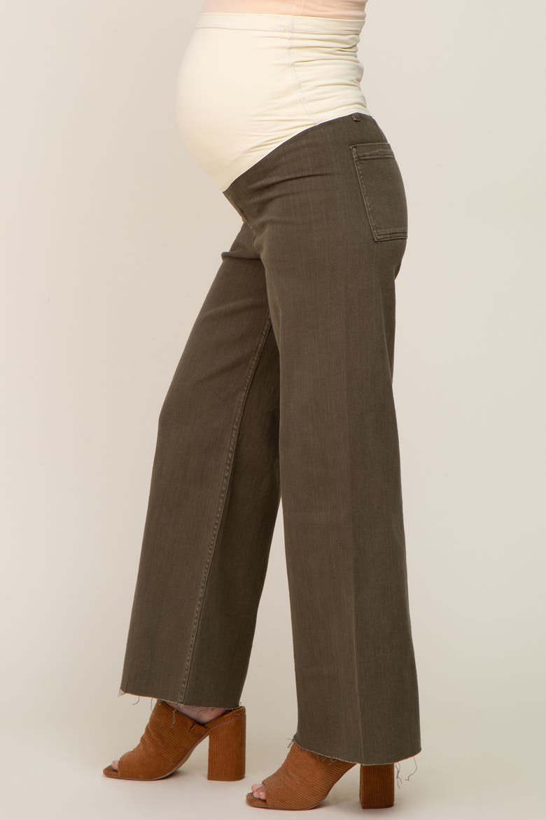 Raw Hem Wide Leg Maternity Jeans, Alternate, color, Olive Green