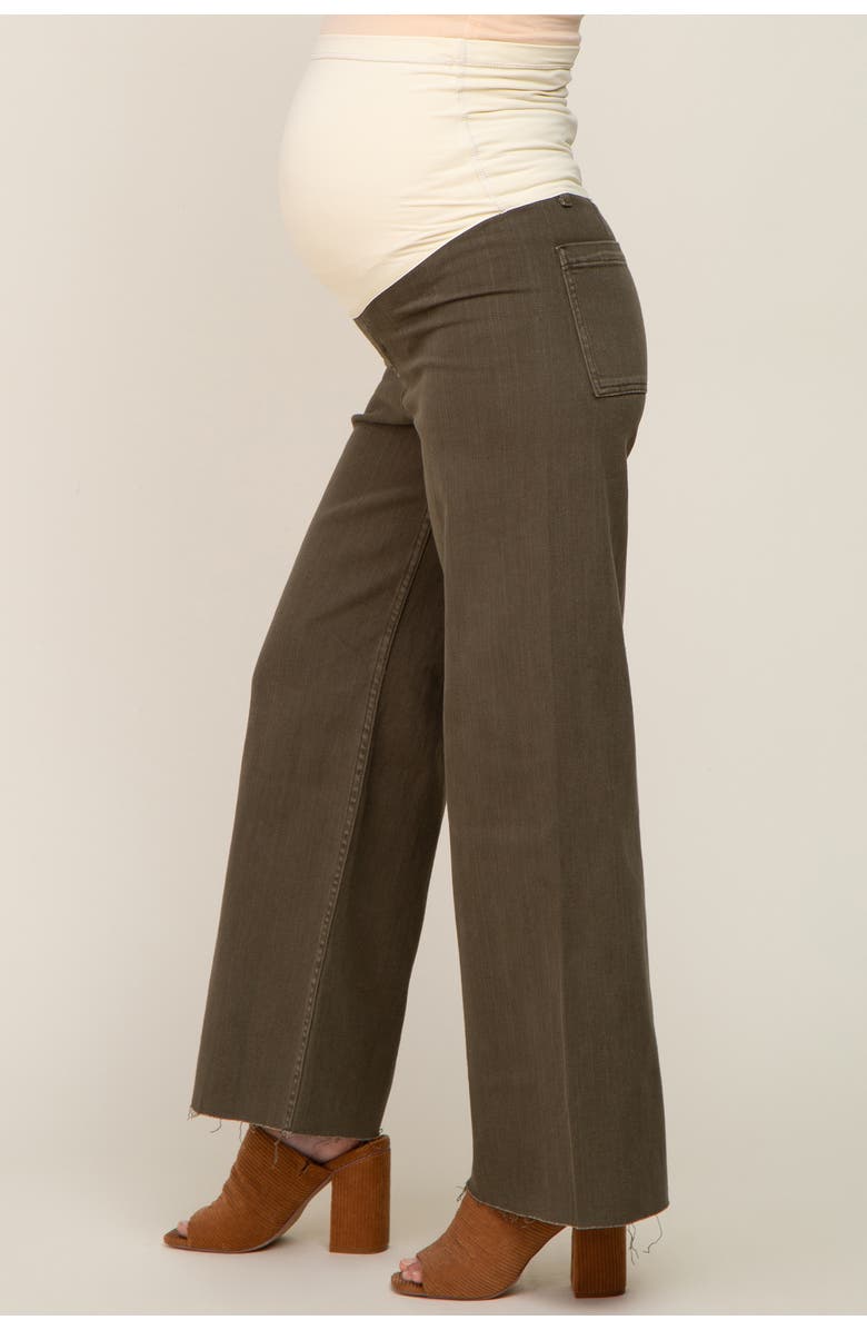 PinkBlush Raw Hem Wide Leg Maternity Jeans, Alternate, color, Olive Green