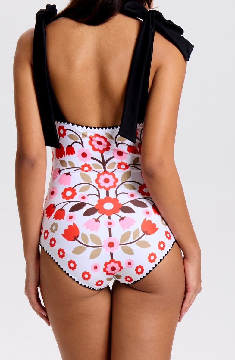 Jessie Zhao New York Floral Symphony Embroidered Swimsuit, Alternate, color, White