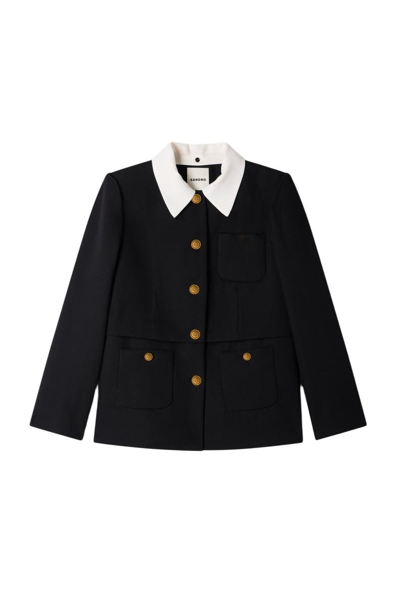 Jacket with contrast collar, Alternate, color, Black
