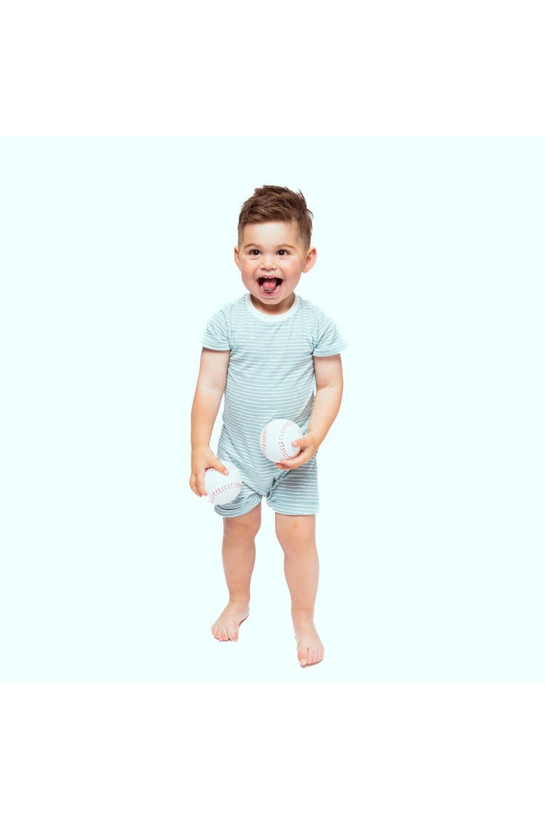 Baby Organic Romper, Alternate, color, Green Stripes