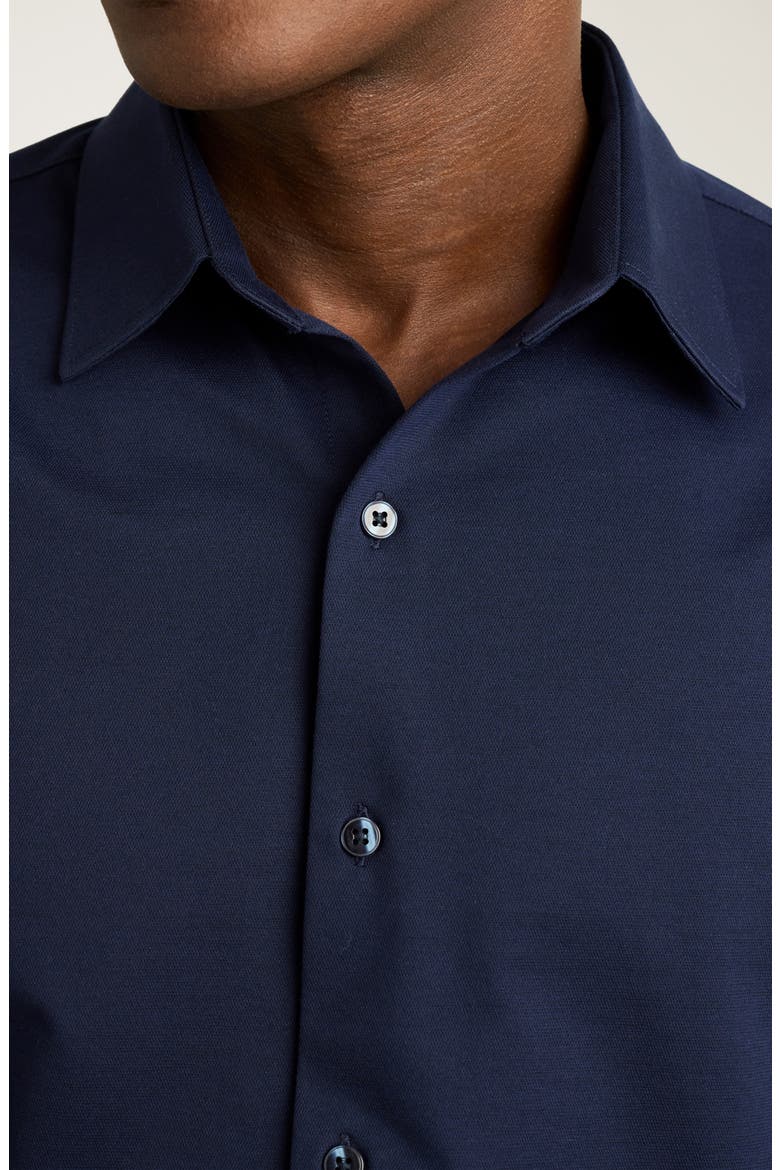 Tech Navy Performance Cotton Blend Piqué Button-Up Shirt, Alternate, color, BIRDS EYE TEXTURE NAVY