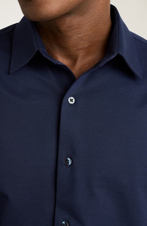 Bonobos Tech Navy Performance Cotton Blend Piqué Button-up Shirt In Blue