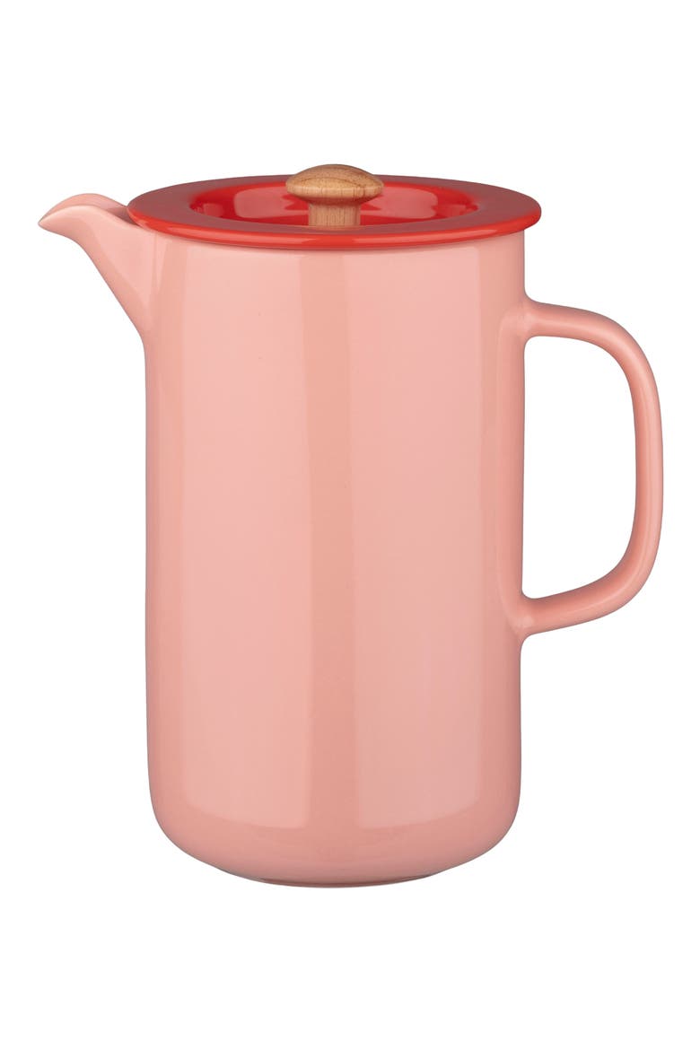 Oiva Stoneware French Press, Main, color, RED/PINK