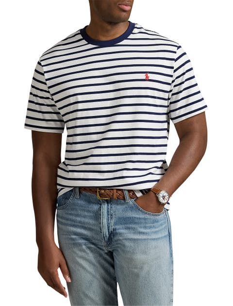 Big & Tall Striped Jersey Crewneck T-Shirt