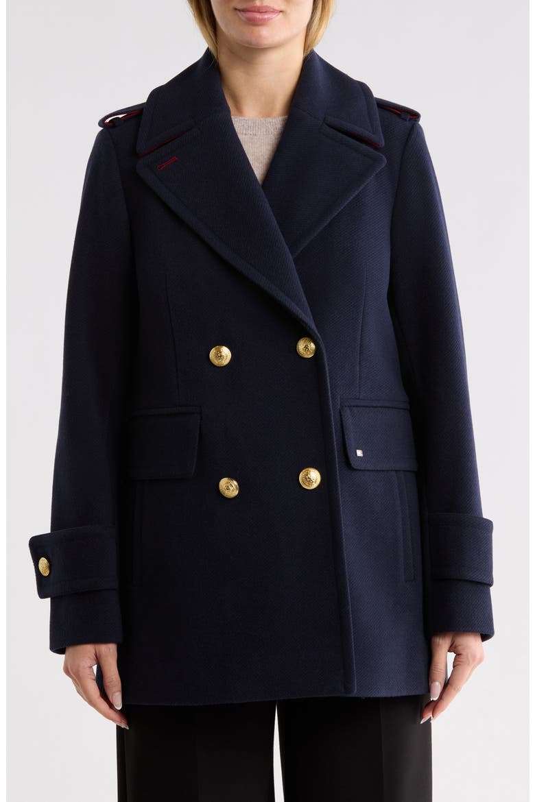 Double Breasted Coat, Main, color, NAVY TWILL