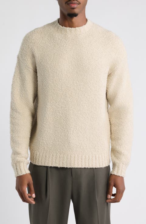 Bouclé Crewneck Cotton Blend Sweater