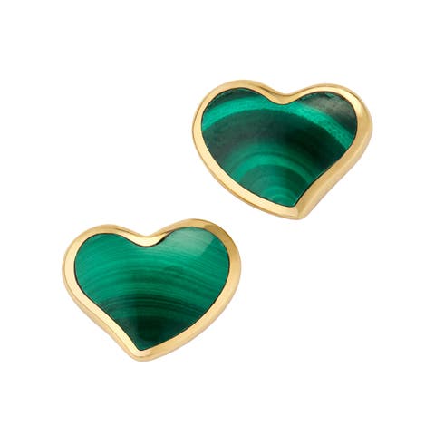 Heart Stud Earring Set In Sterling With 18K Gold Overlay
