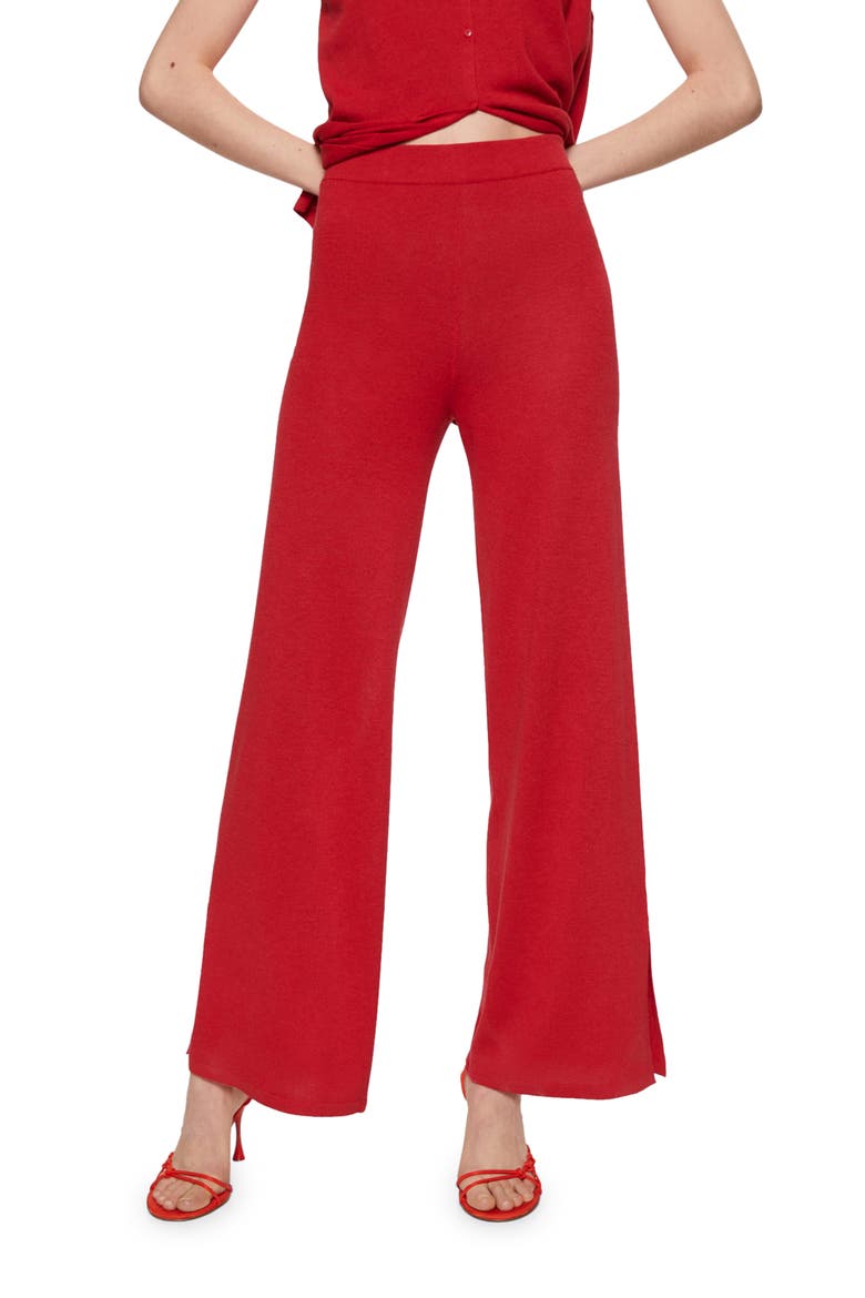Slit Hem Knit Pants, Main, color, STRAWBERRY