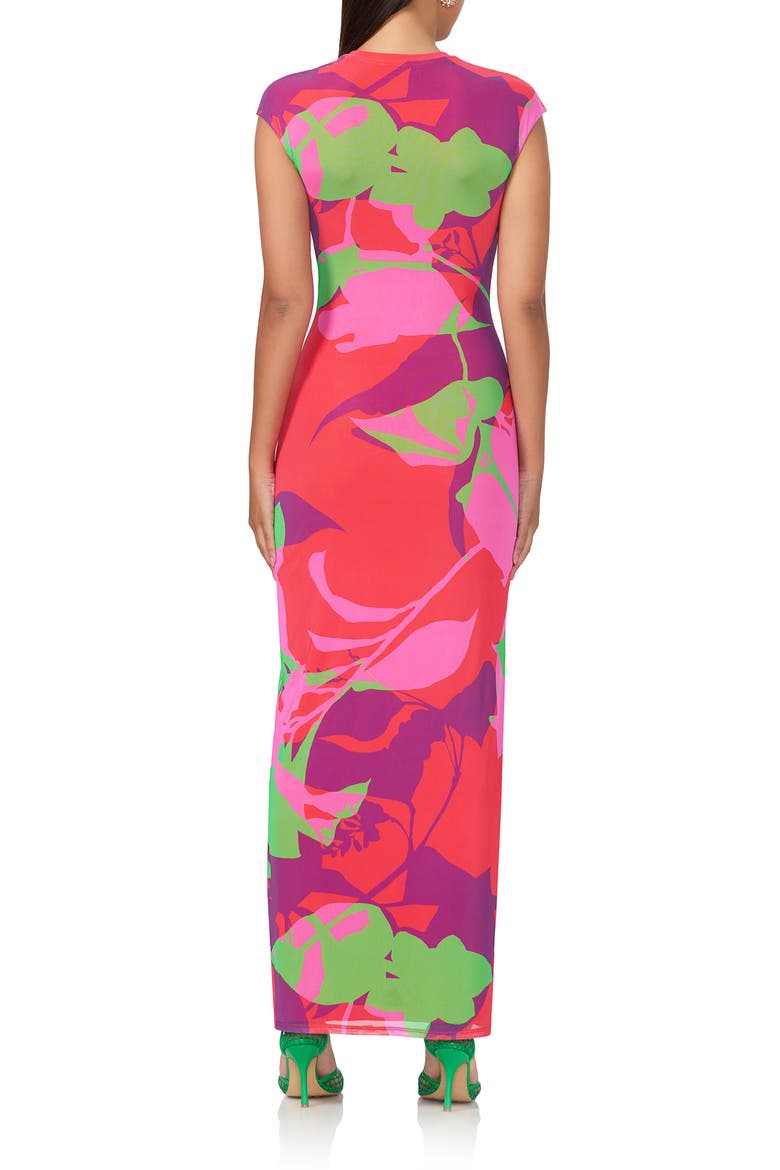 Cody Printed Cap Sleeve Mesh Maxi Dress, Alternate, color, GRAPHIC FLORAL