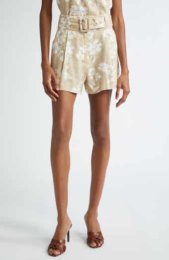 Veronica Beard Hobbes Floral Belted Linen Blend Shorts
