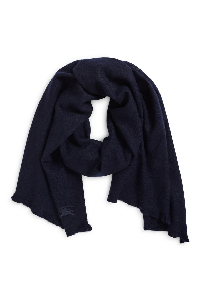 Equestrian Knight Design Cashmere Fringe Scarf, Alternate, color, MIDNIGHT
