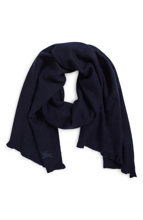 Burberry Equestrian Knight Design Cashmere Fringe Scarf In Midnight