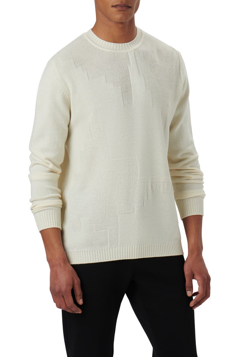 Bugatchi Merino Wool Blend Crewneck Sweater, Main, color, Chalk