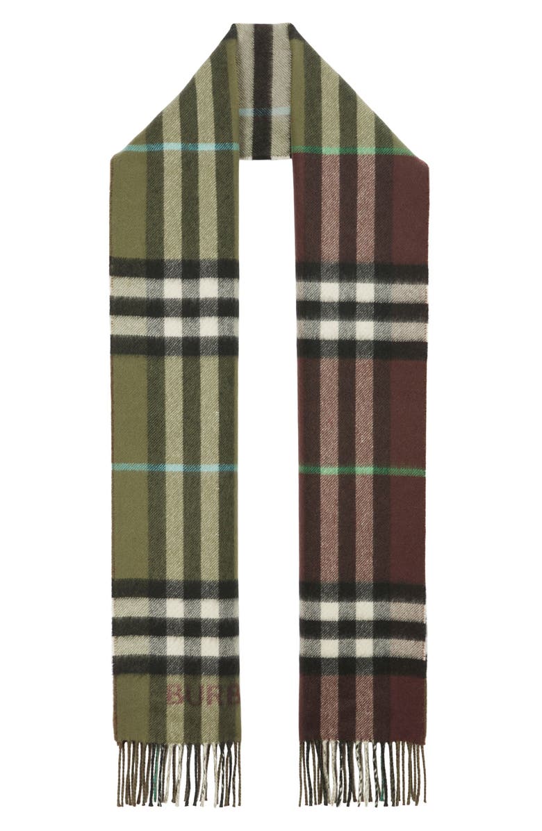 Burberry Giant Check Reversible Cashmere Scarf, Main, color,