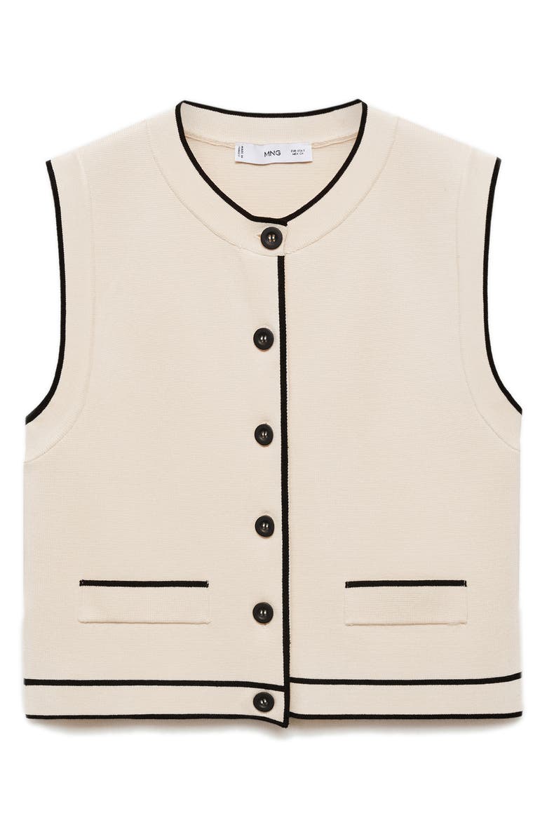 MANGO Crop Knit Vest with Contrast Piping, Alternate, color, 