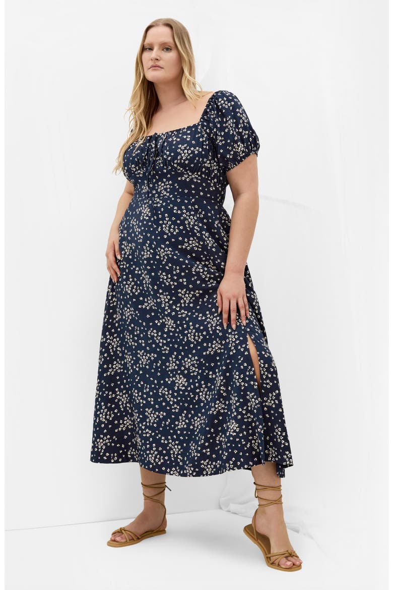 Abbigail Floral Print Short Sleeve Midi Dress, Alternate, color, CHARMING DITSY