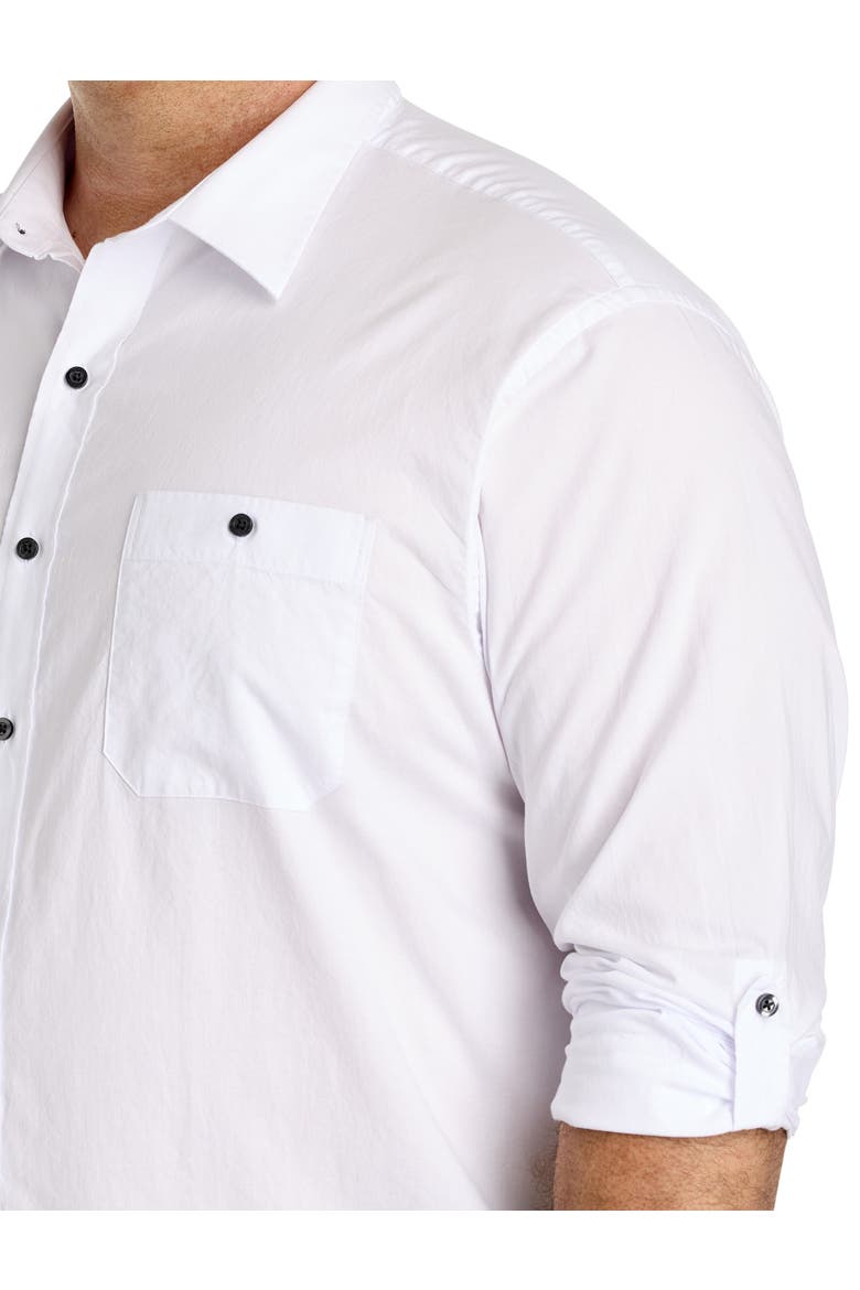 Big & Tall Washed Oxford Rolled-Sleeve Sport Shirt, Alternate, color, WHITE