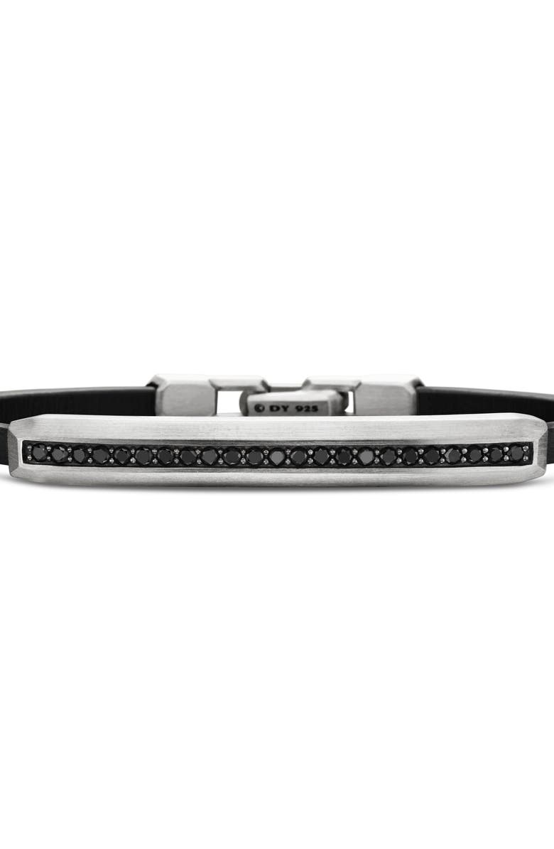 David Yurman Pavé Leather ID Bracelet, Alternate, color, Black Diamond