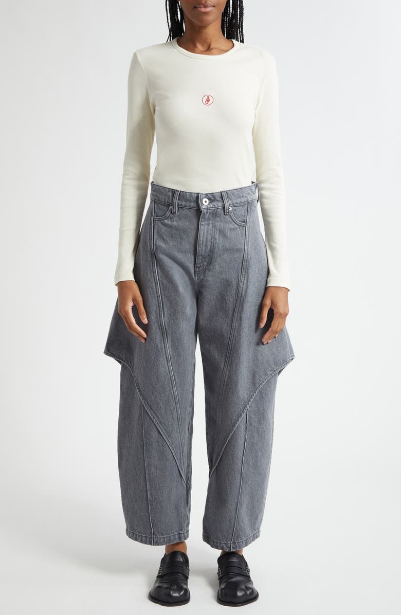 JW Anderson Anchor Embroidered Long Sleeve Underpinning Top, Alternate, color, 002 Off White