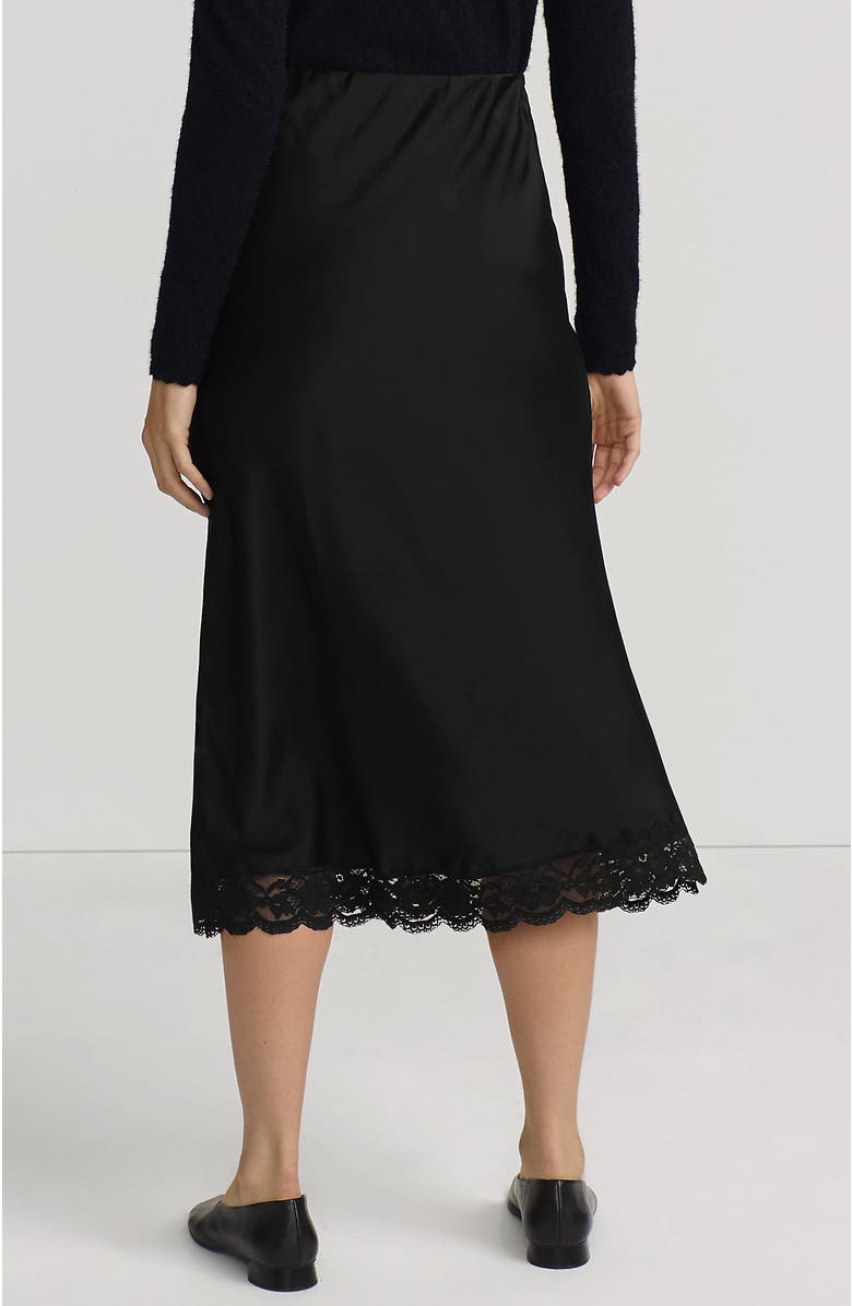 Lands' End Satin Lace Trim Midi Skirt, Alternate, color, 