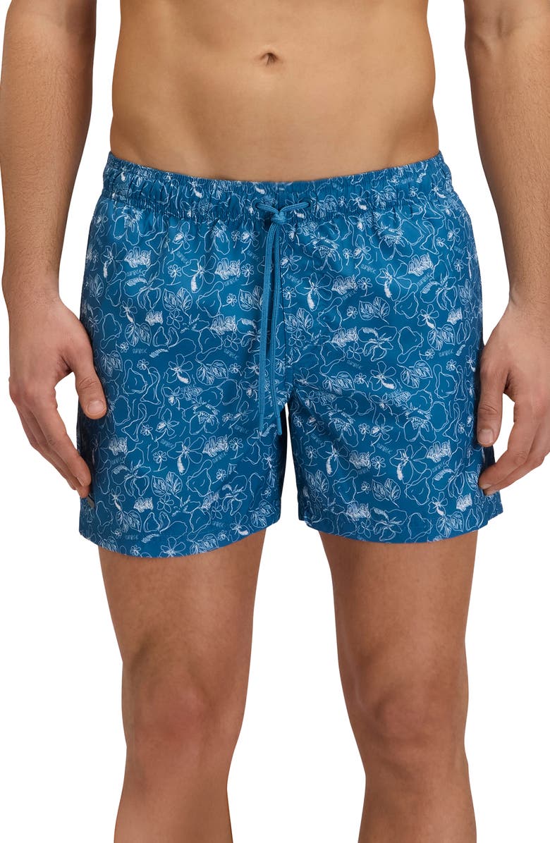 Sundek Print Swim Trunks, Main, color, Fjord Blue