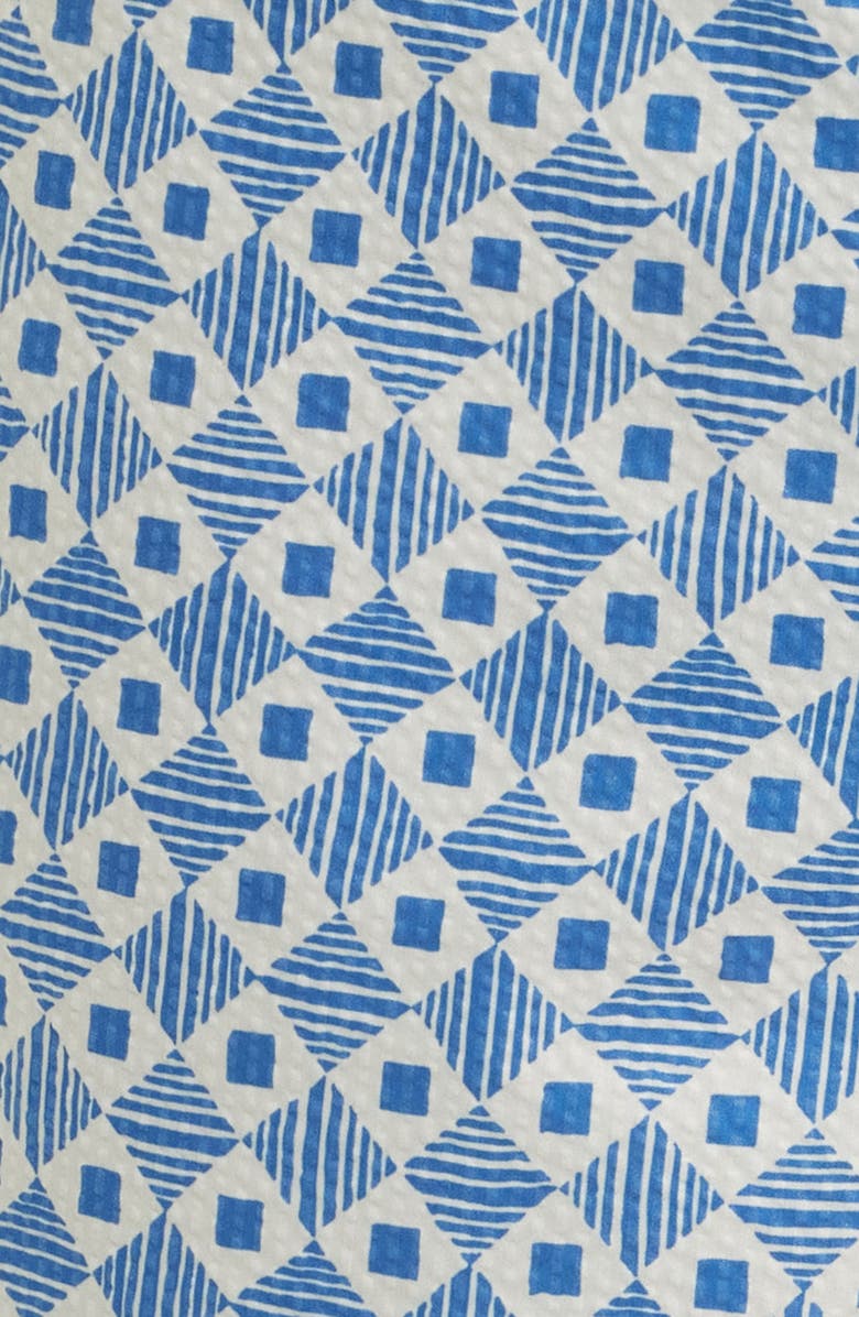 Fair Harbor The Bayberry Geo Print Water Repellent Swim Trunks, Alternate, color, Searsucker Sea Blue Tiles