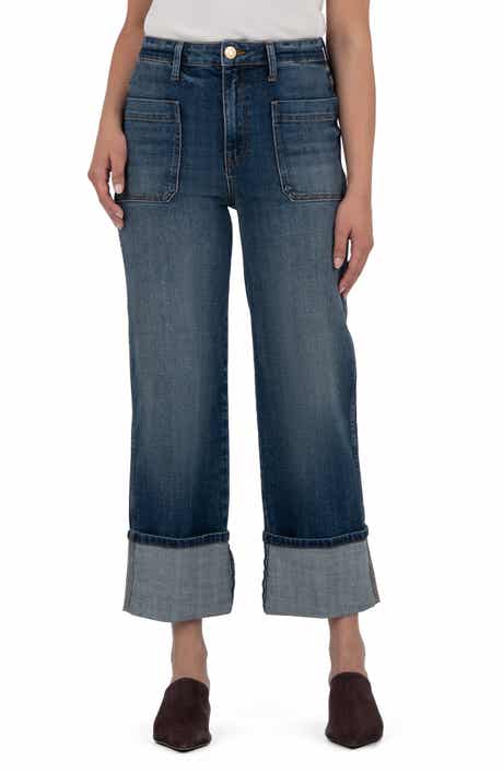 KUT from the Kloth Sienna Cuffed High Waist Relaxed Straight Leg Jeans