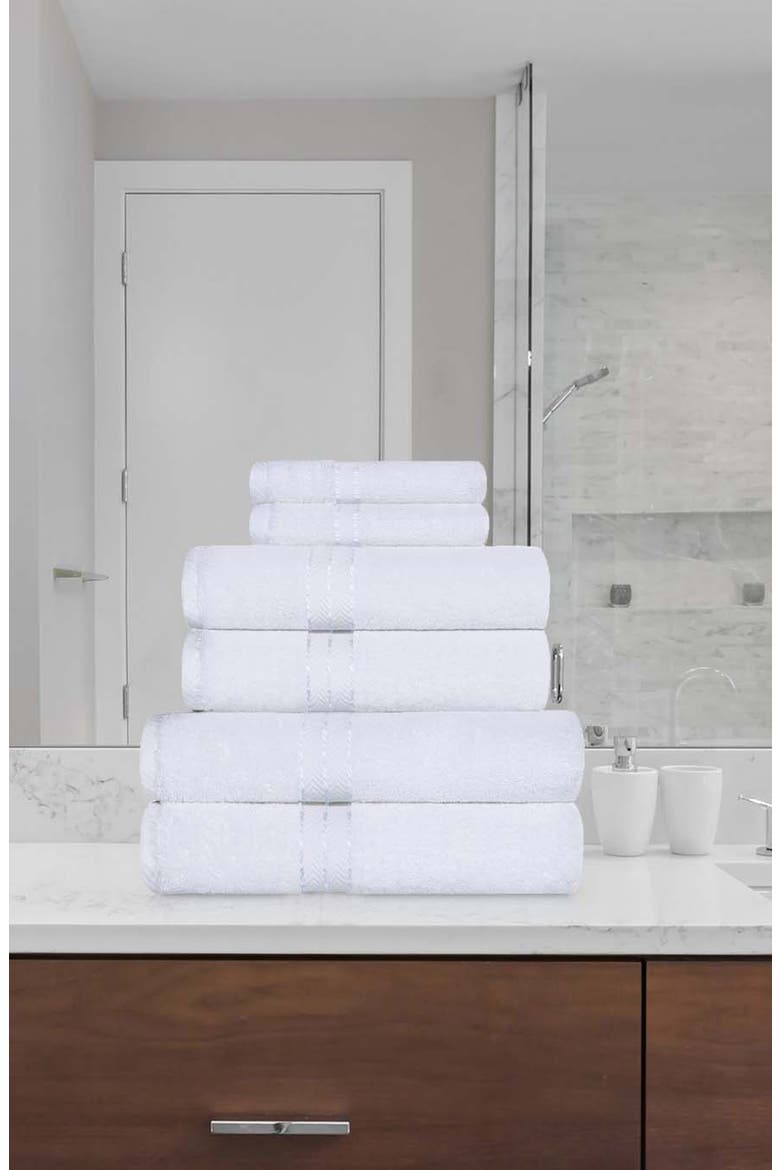 6-Piece Turkish Cotton Towel Set, Alternate, color, WHITE