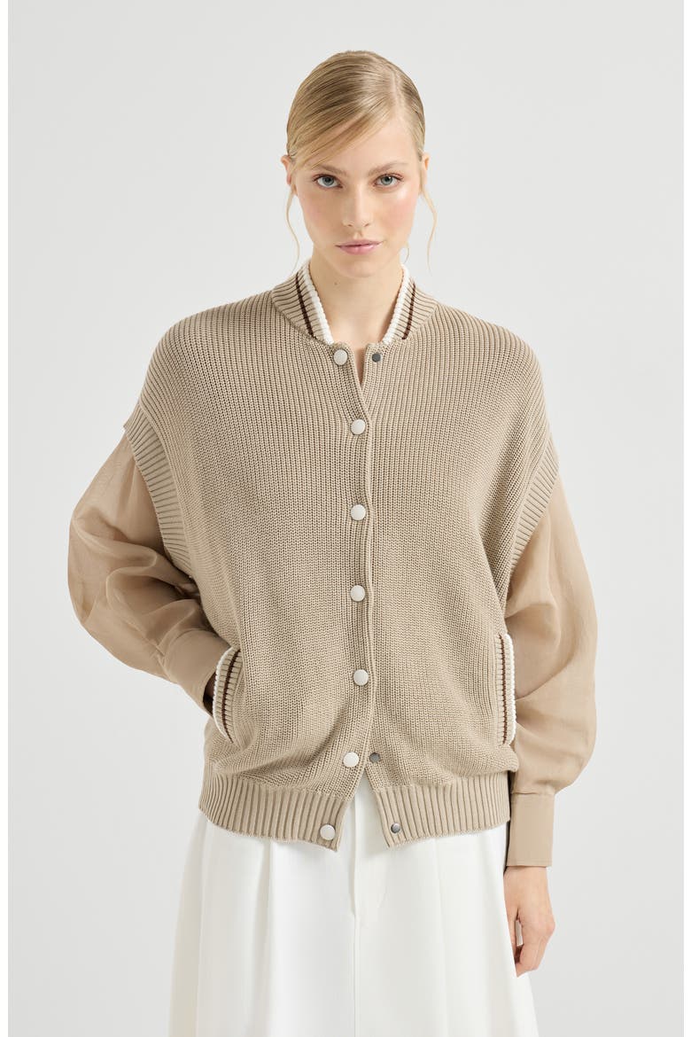 Cotton cardigan, Main, color, Beige