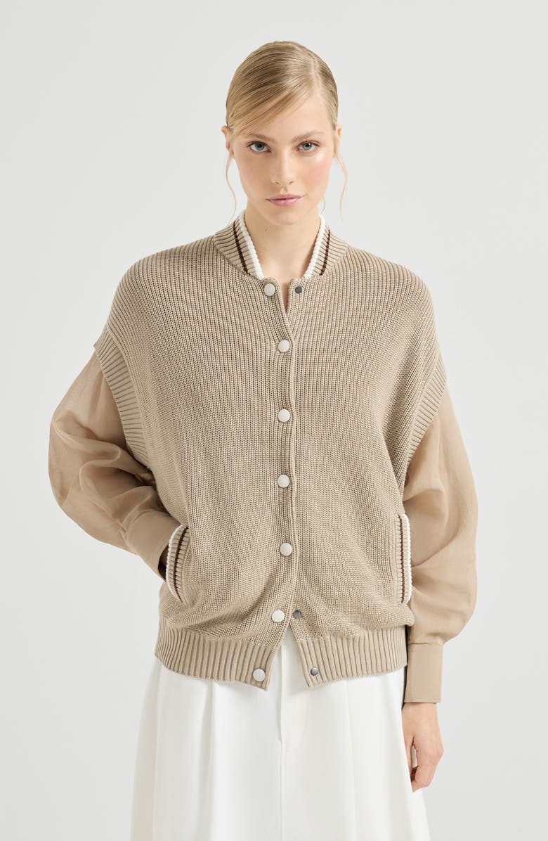 Brunello Cucinelli Cotton cardigan, Alternate, color, Beige