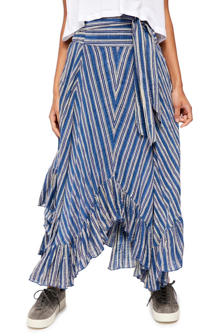 Giselle Chevron Asymmetrical Skirt, Main, color, NAVY COMBO