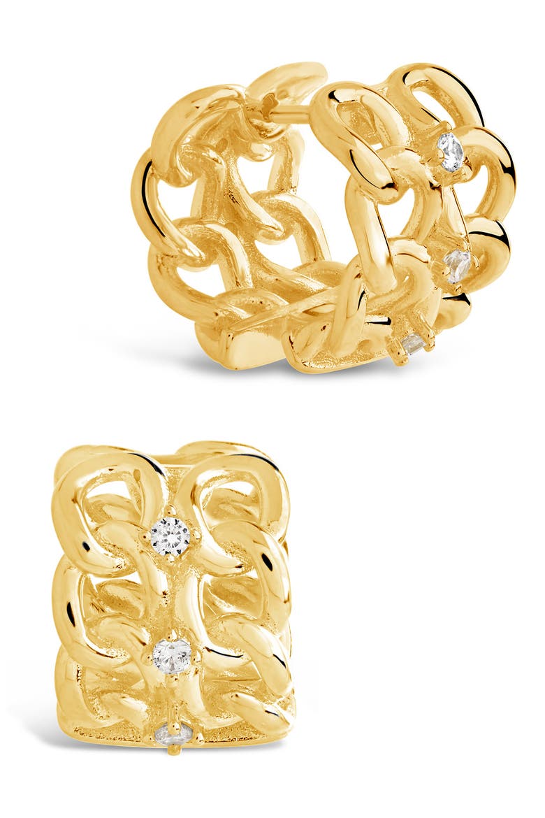 Carleene CZ Huggie Hoop Earrings, Main, color, GOLD