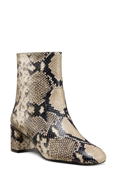 Maeve Snakeskin Embossed Bootie (Women)
