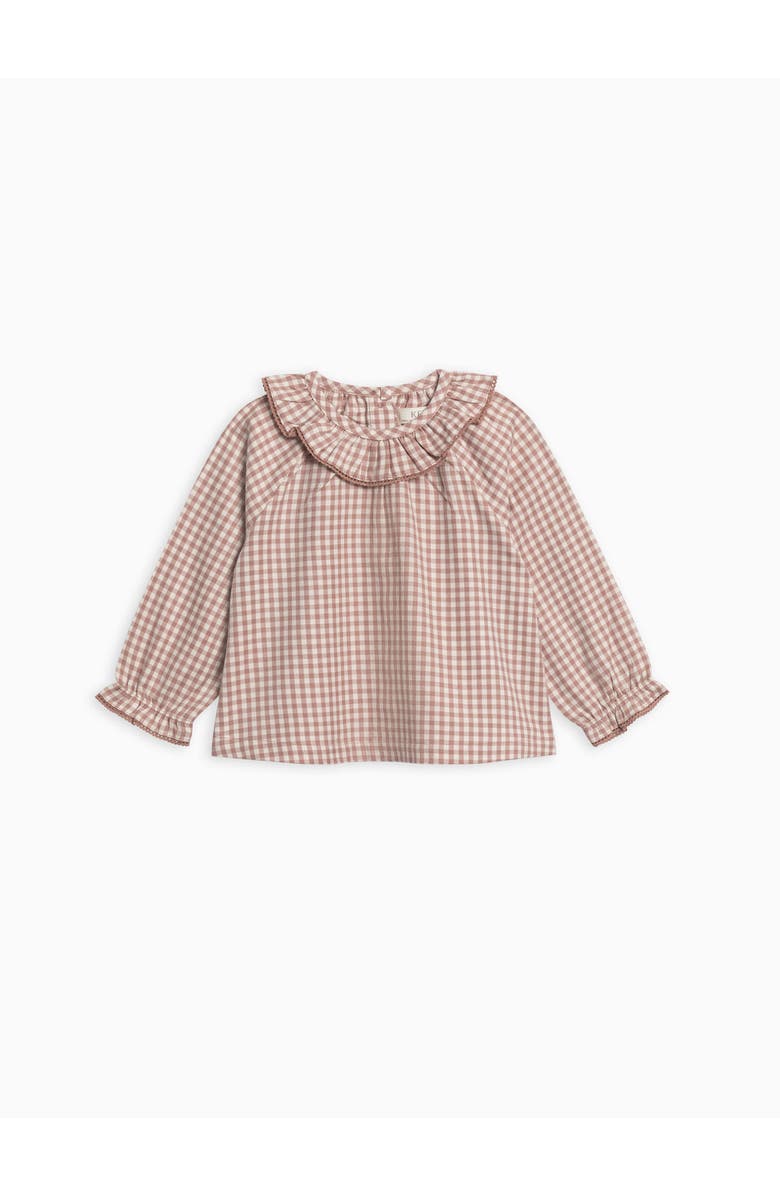 Kendi Shirley Poplin Ruffle Collar Shirt, Main, color, Mauve Gingham