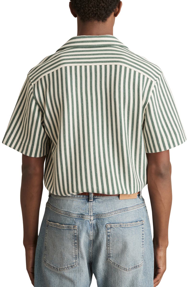 Reiss Trig Textured Stripe Camp Shirt, Alternate, color, Green/ White